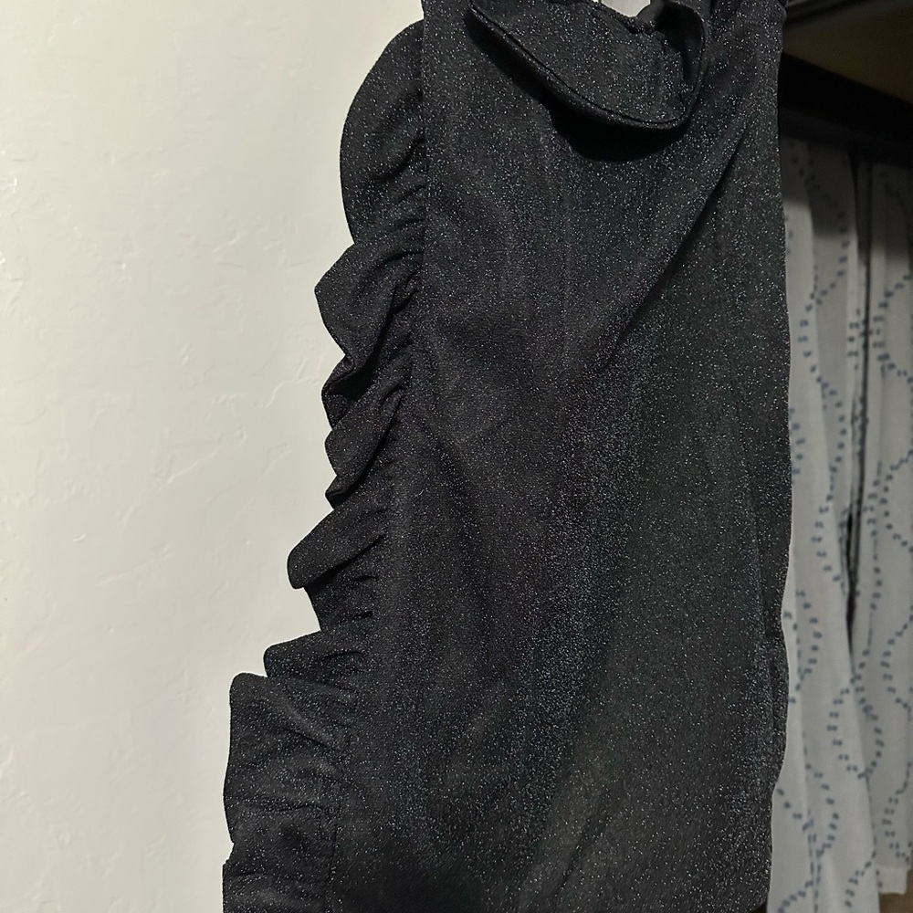 Black Ruffled Strapless Dress